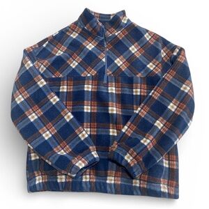 Kori Blue and Rust Plaid Flannel Shacket. Medium